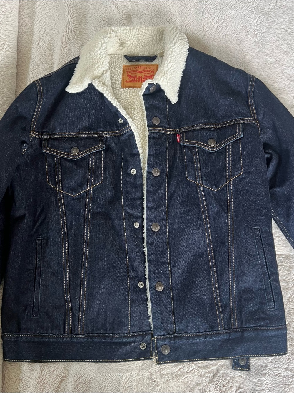 Levi's Dark Blue Denim Sherpa-Lined Trucker Jacket